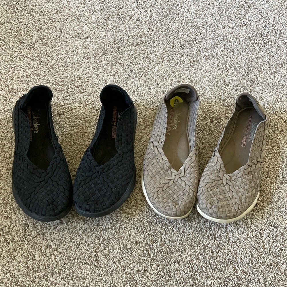 Skechers 1 Black and 1 Tan pair Comfortable Slip-On Shoes